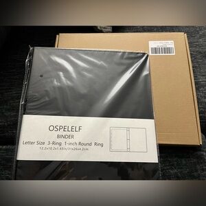 Ospelelf Vintage Hardcover 3 Ring 1 inch Faux Leather Binder, NIB
